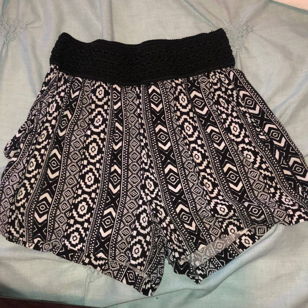 black and white pattern shorts